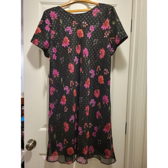 Amanda Smith II Woman Size 18W Black and Pink Floral Dress w/ Sheer Overlay $86 - Picture 2 of 7